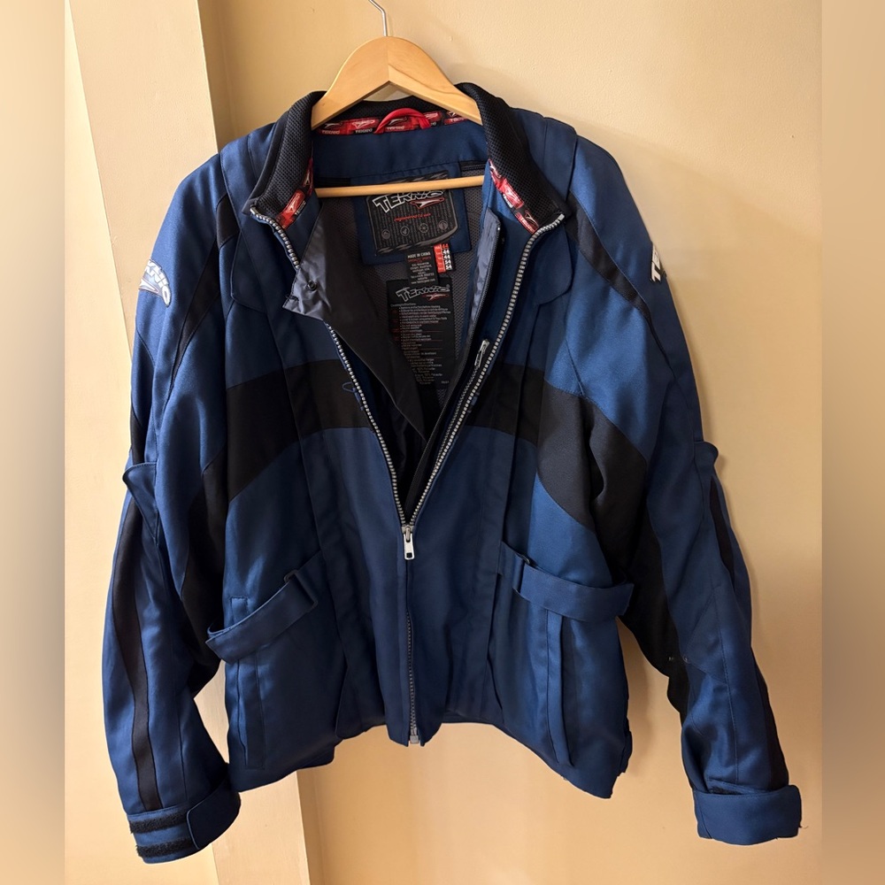 Teknic Blue and Black Zip-Up armoured motorcycle Jacket - size 44